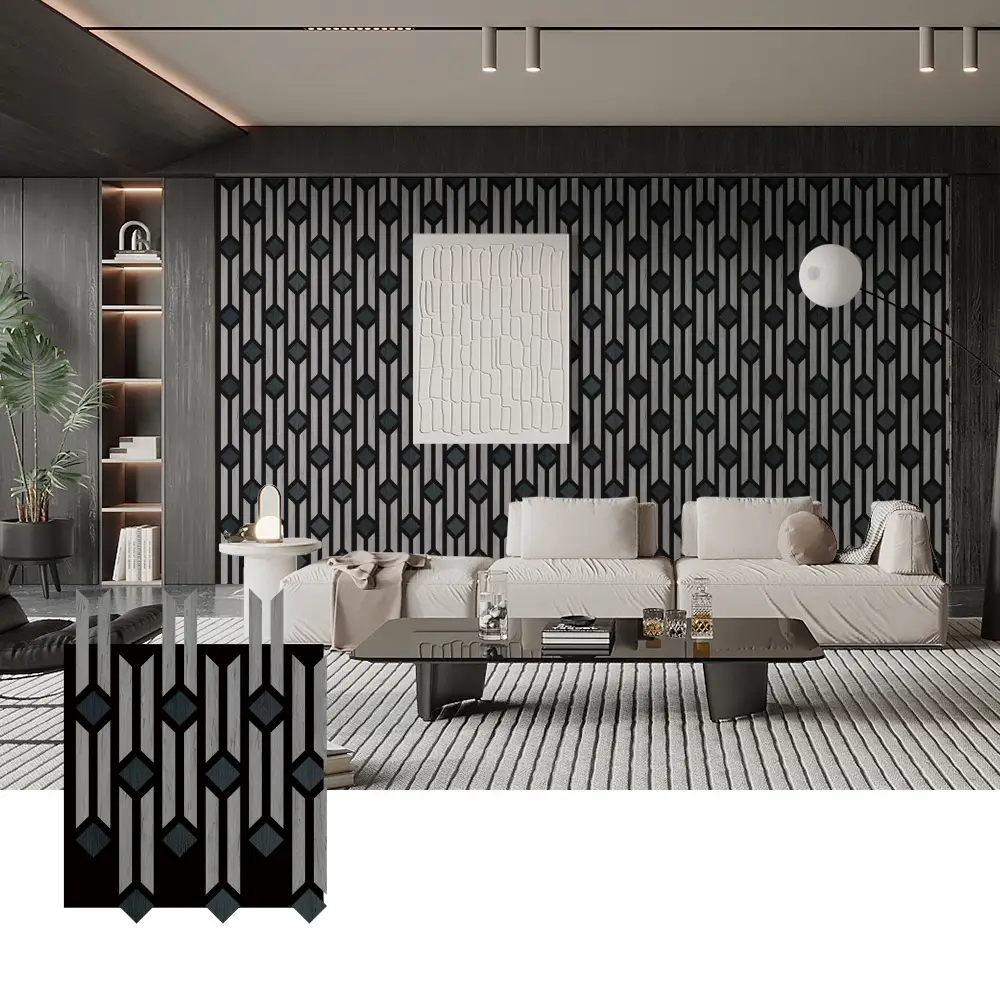 Panneaux de bois acoustiques 3D artistiques pour la décoration murale