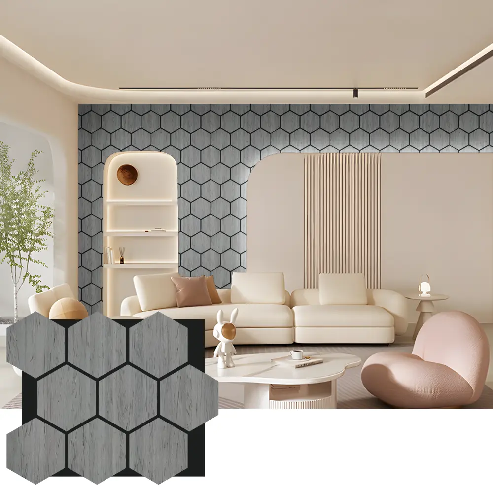 Panneaux muraux en bois acoustiques hexagonaux pour le design d'intérieur