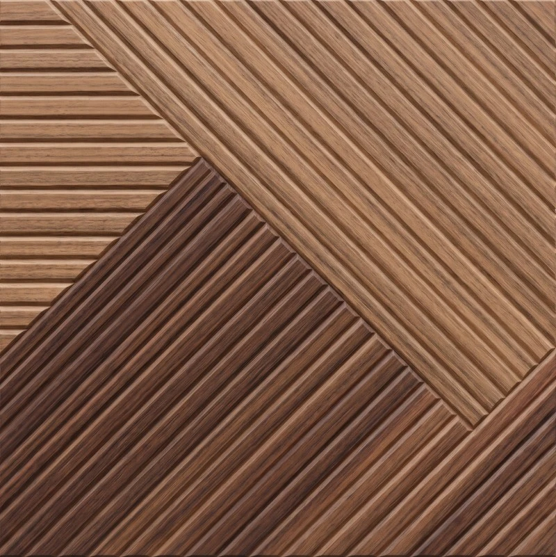 Panneau en noyer bicolore en PET rainuré imprimé UV 3D Wonear Panneau en noyer bicolore en PET rainuré imprimé UV 3D Wonear