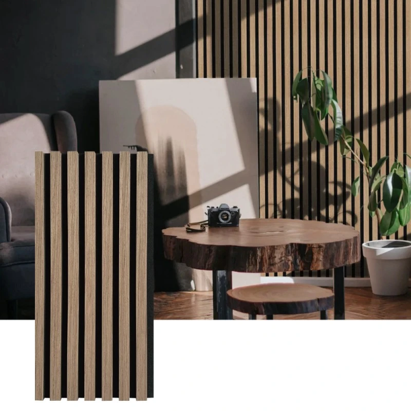 Panneau mural acoustique à lattes de bois pour l'absorption acoustique intérieure