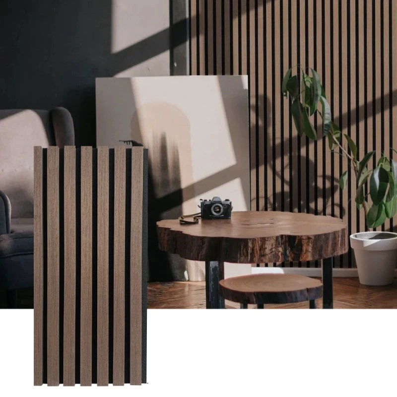Panneau mural acoustique à lattes de bois pour l'absorption acoustique intérieure
