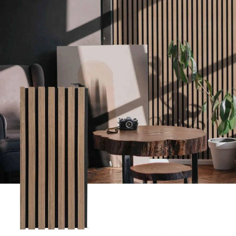 Panneau mural acoustique à lattes de bois pour l'absorption acoustique intérieure