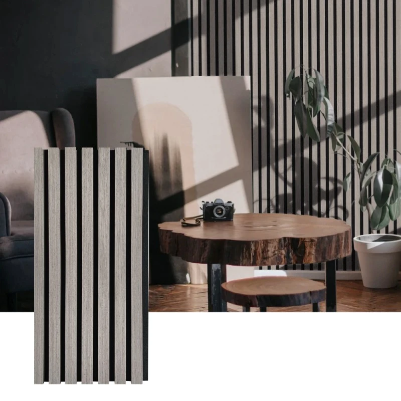 Panneau mural acoustique à lattes de bois pour l'absorption acoustique intérieure