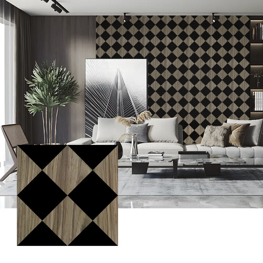 Panneaux acoustiques en placage de bois pour la décoration murale de la chambre à coucher