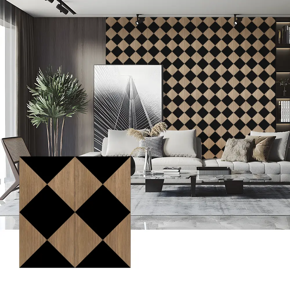 Panneaux acoustiques en placage de bois pour la décoration murale de la chambre à coucher
