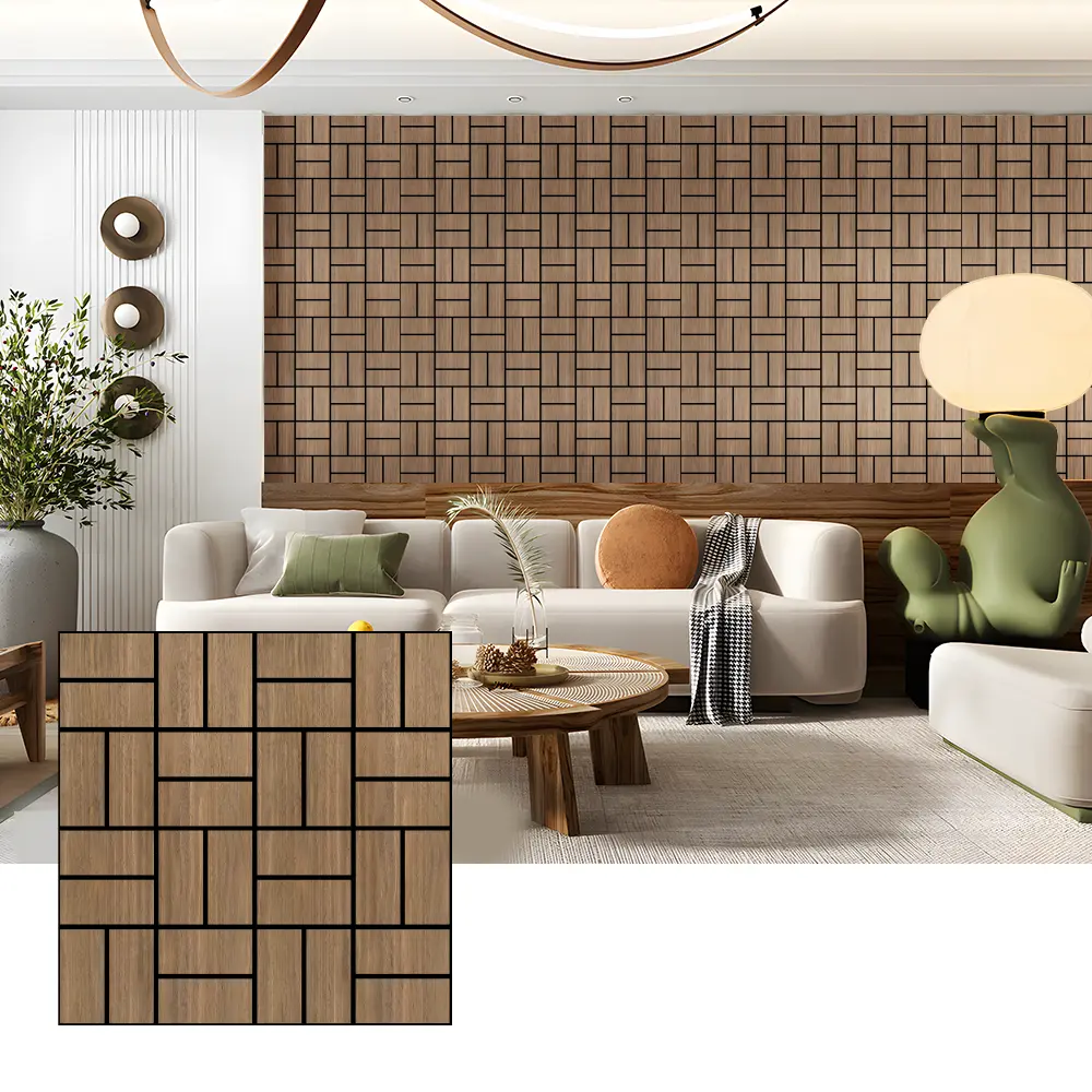 Panneaux muraux acoustiques en placage de bois pour l'absorption acoustique